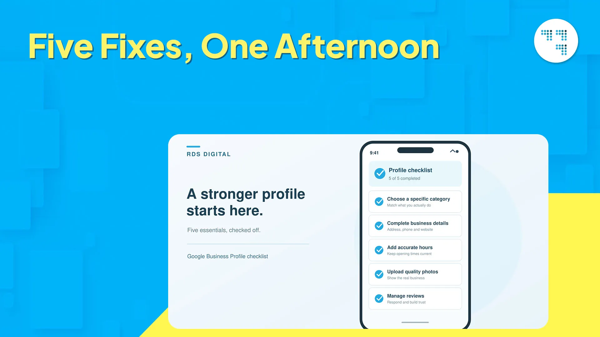 Five Fixes, One Afternoon